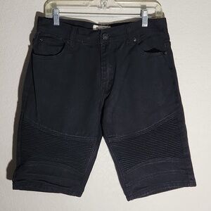 PJ Mark Short Mens Slim 1994 Size 34 Black Denim Ribbed Design Y2K